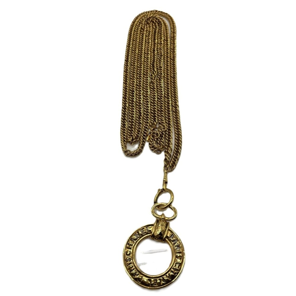 Chanel Magnifying Glass Long Necklace Gold CHANEL